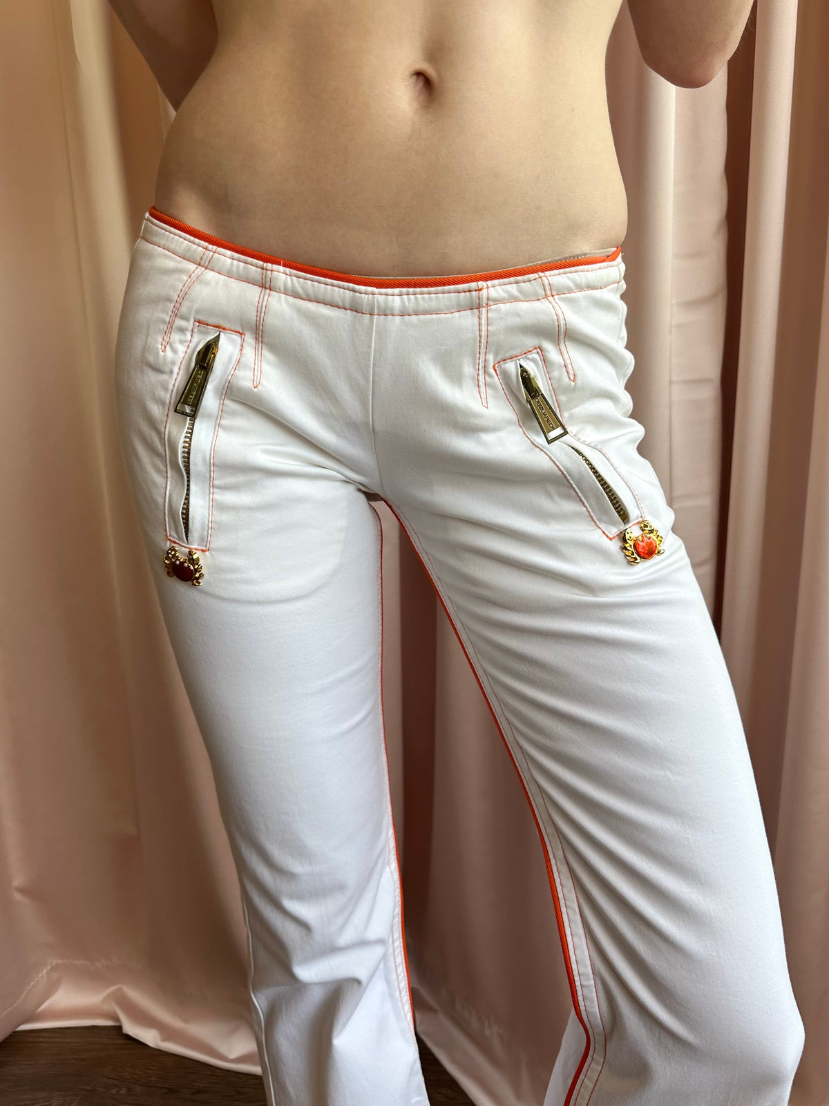 Dsquared² S/S 2005 Crab White Low Rise Flare Pants