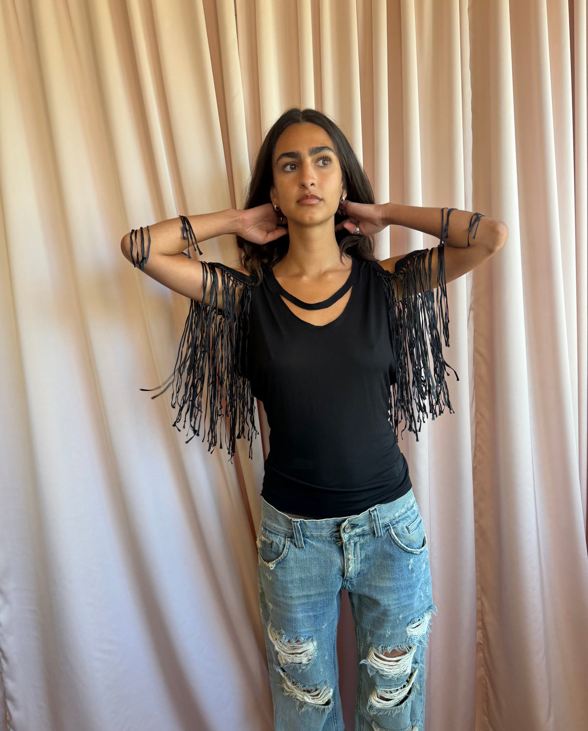 Antonio Berardi Black Fringe Tank