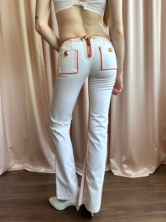Dsquared² S/S 2005 Crab White Low Rise Flare Pants