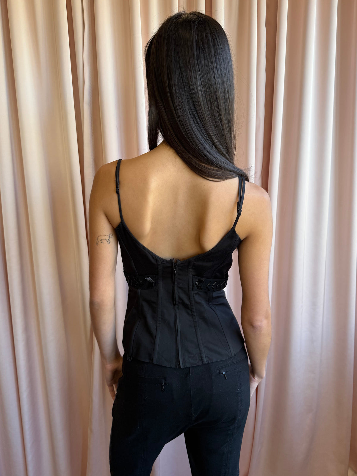 CNC Costume National Black Silk Bustier Top