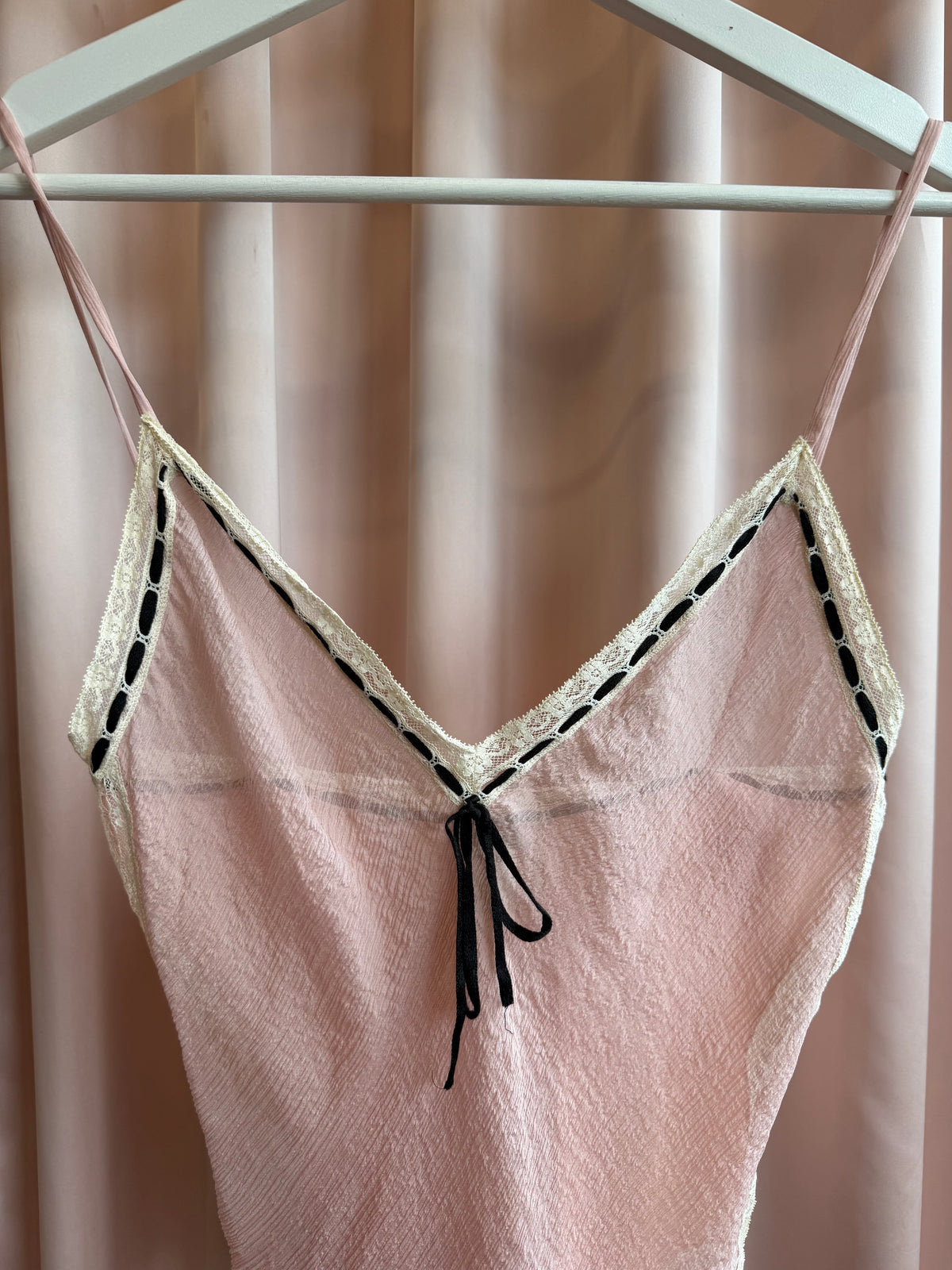 Early 2000's Prada Pink Silk Sheer Lace Trim Cami