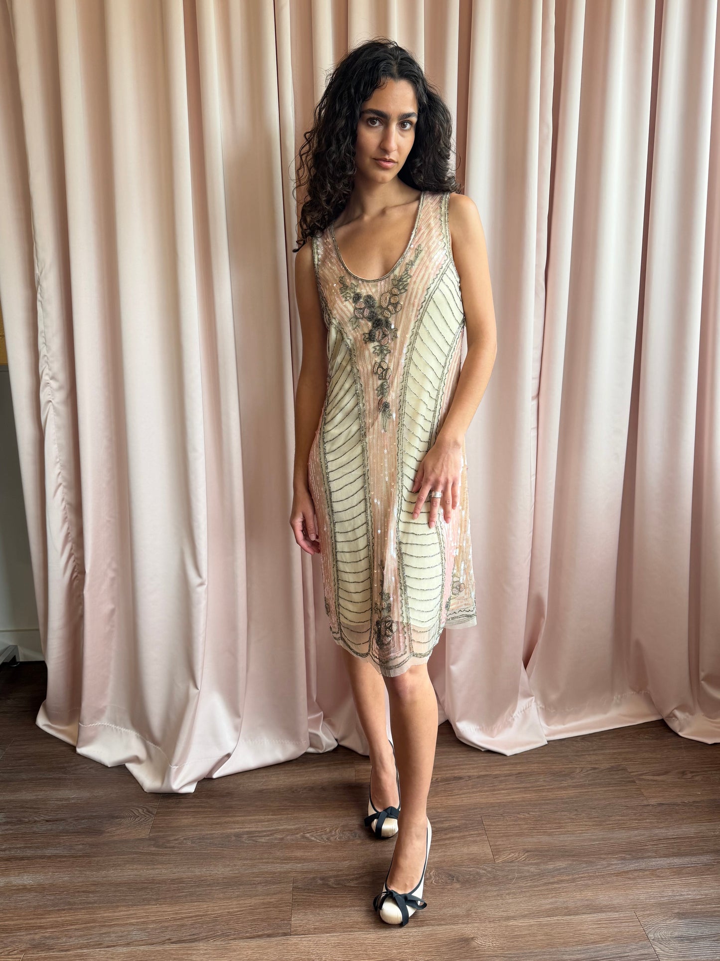 2000's Blugirl Beaded Sequin Embroidered Midi Dress