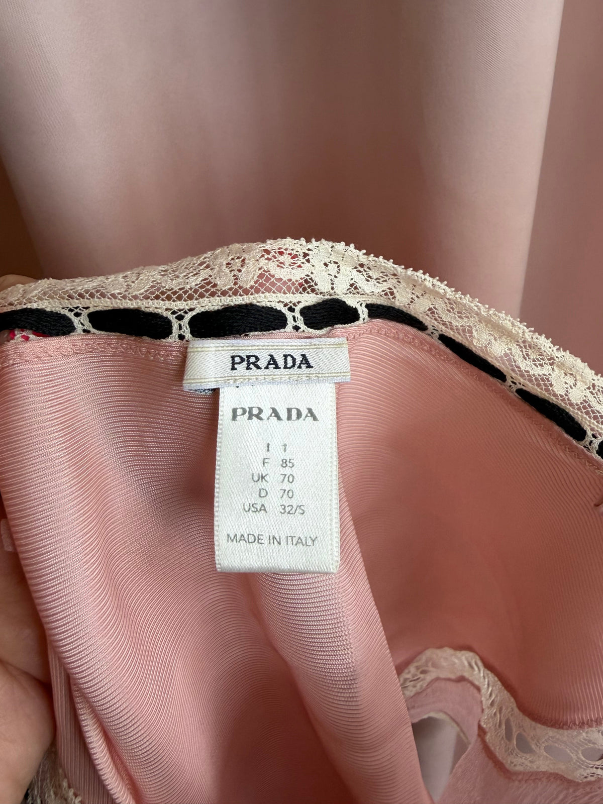 Early 2000's Prada Pink Silk Sheer Lace Trim Cami