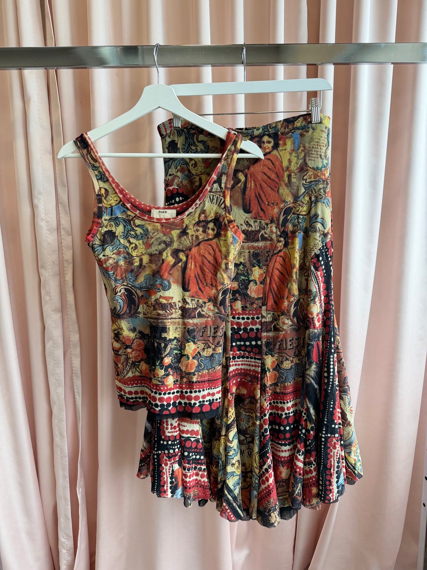 Jean Paul Gaultier Fuzzi Mesh Print Tank Top.