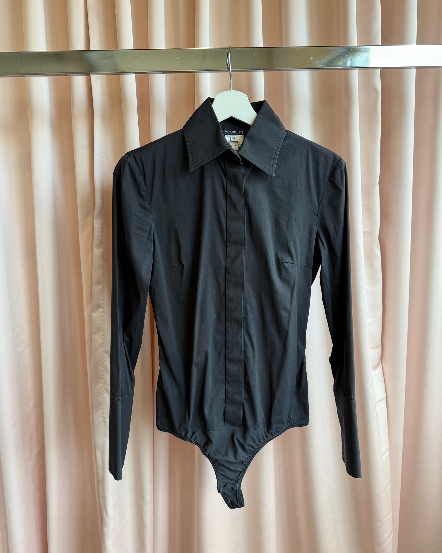 Patrizia Pepe Black Button Down Bodysuit