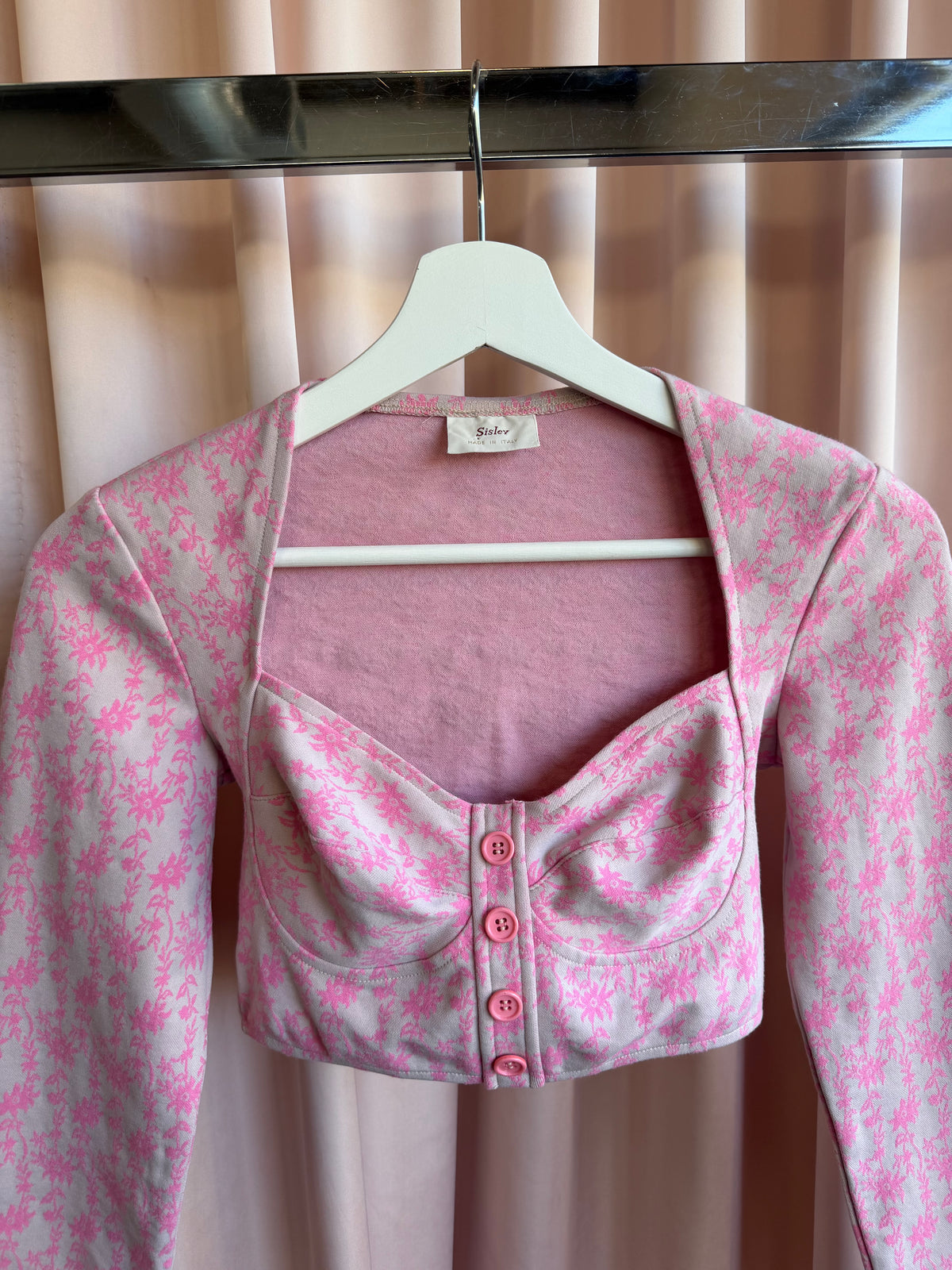 Italian Brand Floral Print Sweetheart Bustier Crop Top