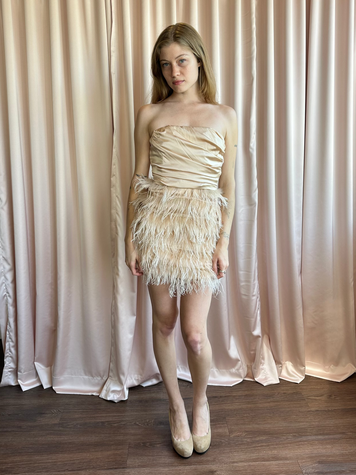 Elisabetta Franchi Silk and Feather Dress