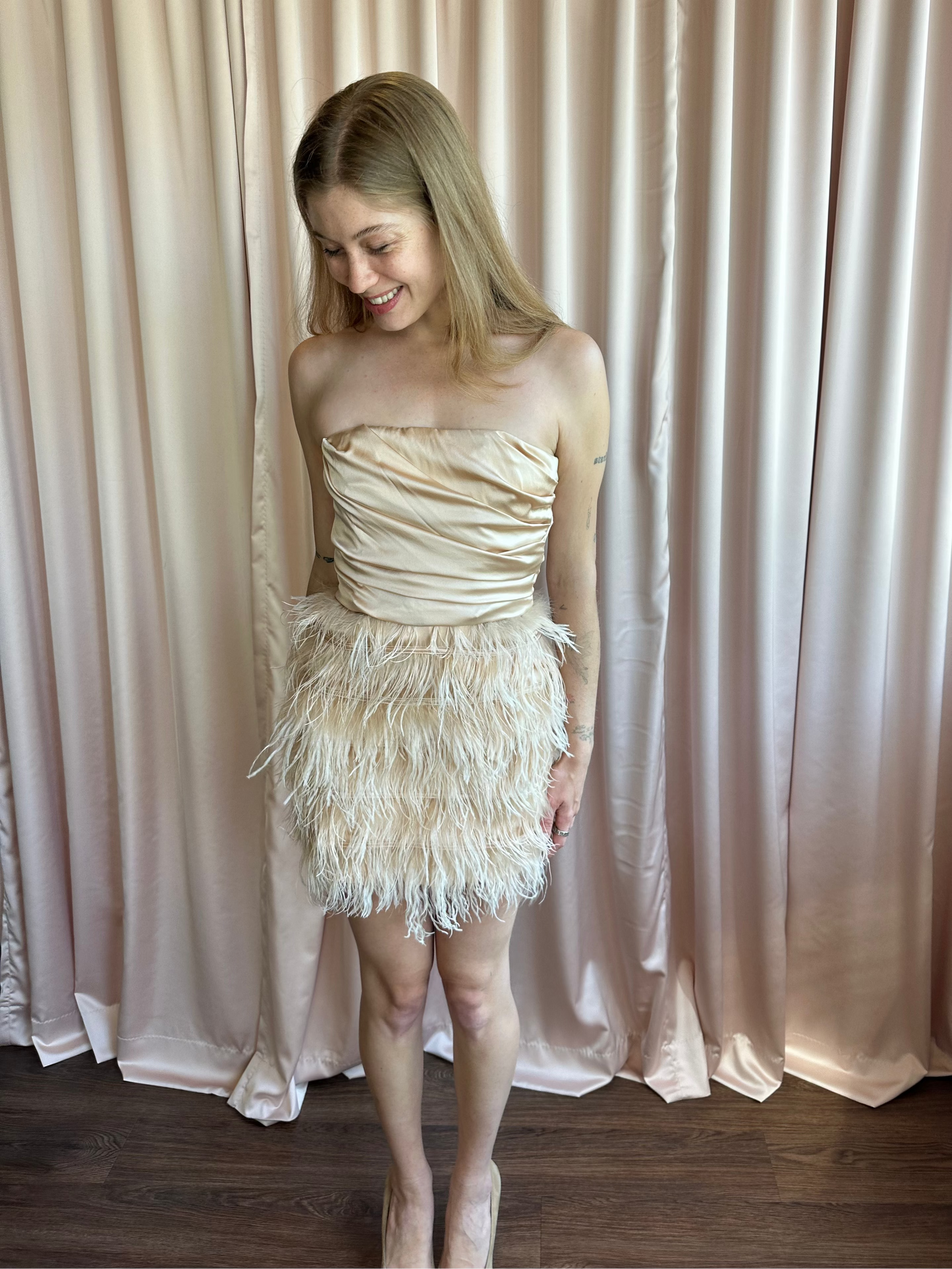 Elisabetta Franchi Silk and Feather Dress
