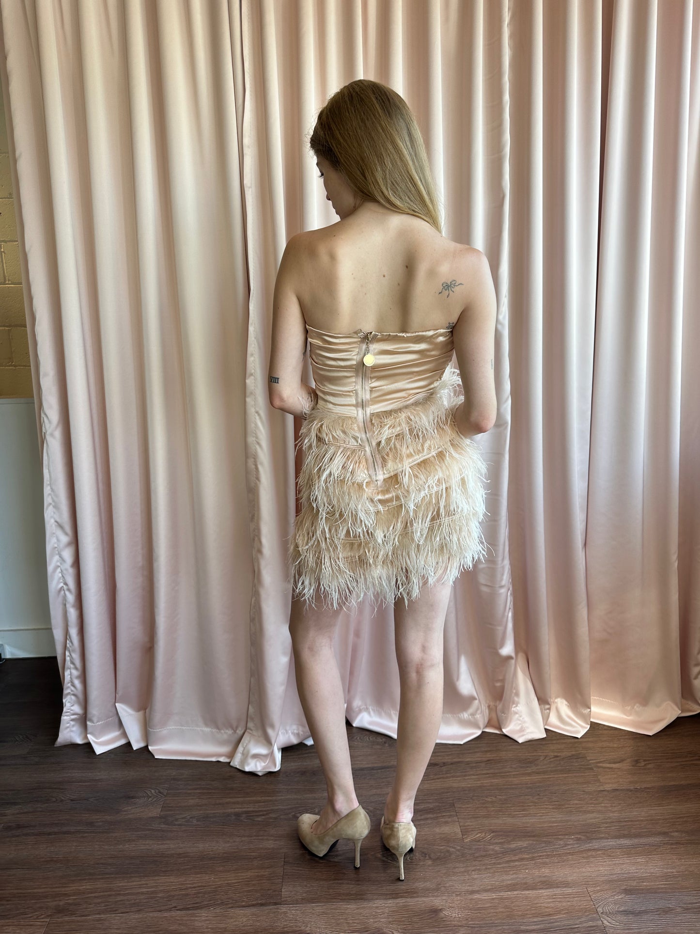 Elisabetta Franchi Silk and Feather Dress