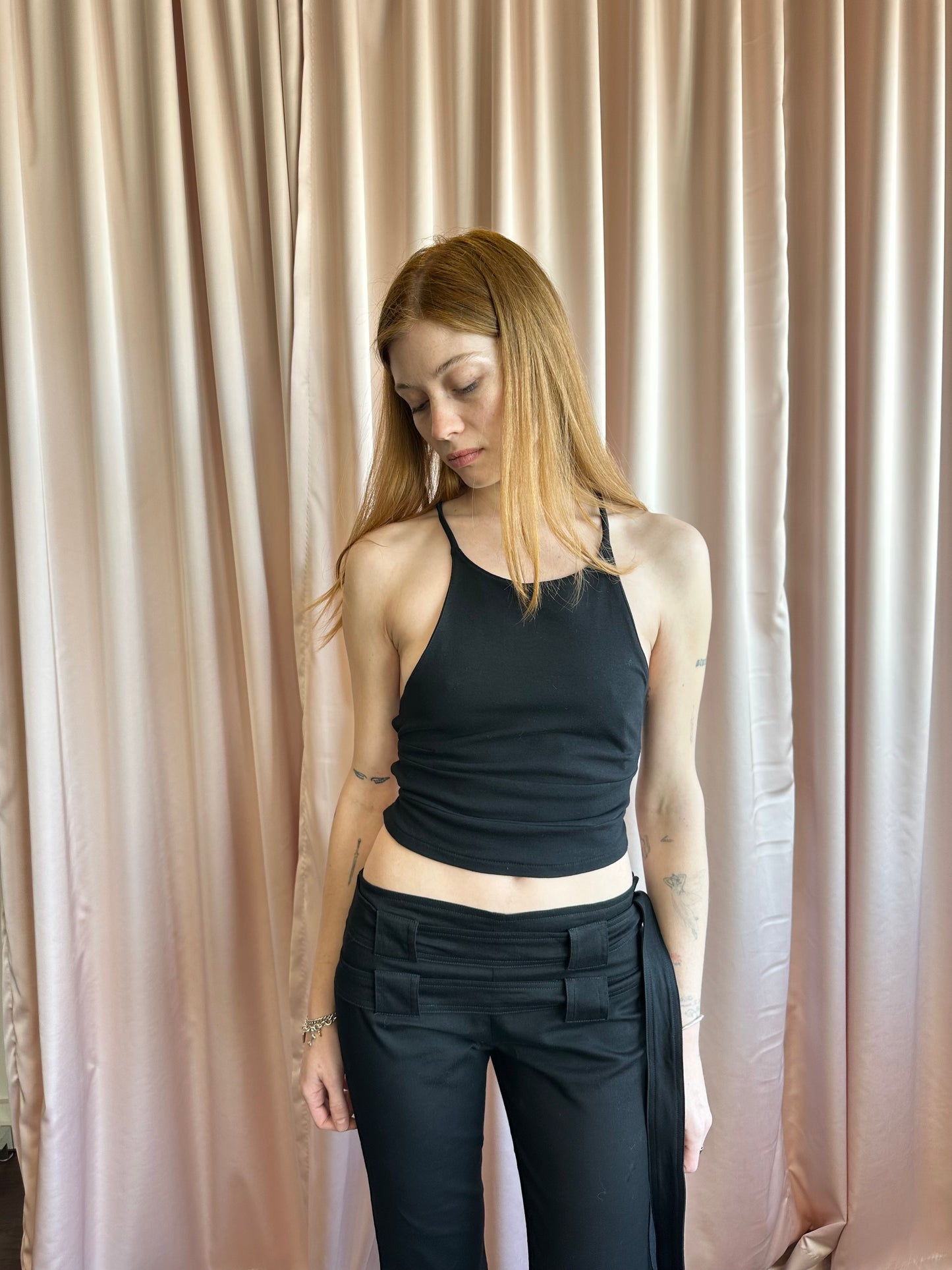 2000's Black Caged Back Tank Top