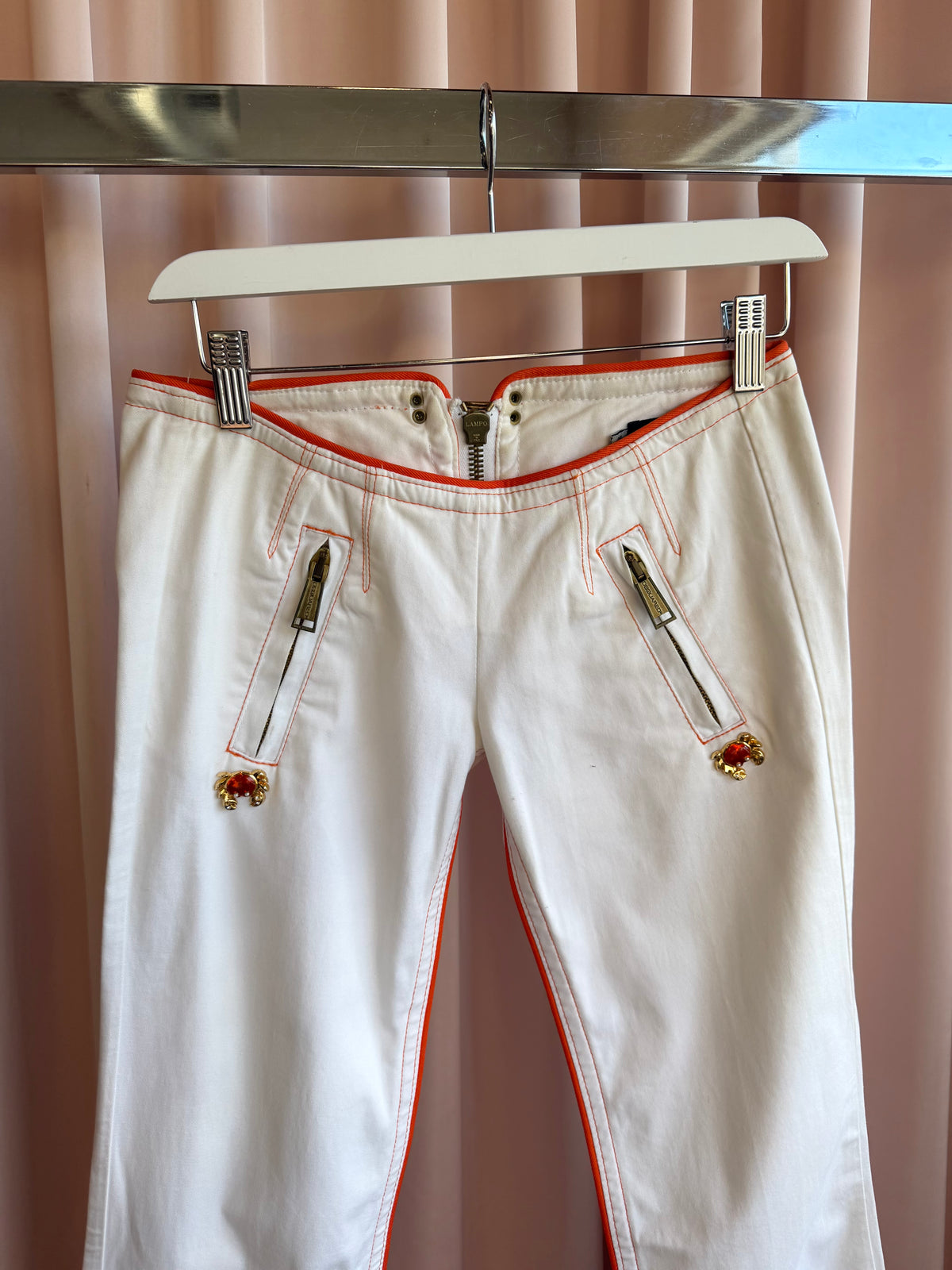 Dsquared² S/S 2005 Crab White Low Rise Flare Pants