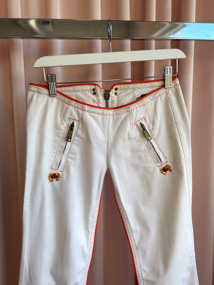 Dsquared² S/S 2005 Crab White Low Rise Flare Pants