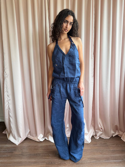 Miss Sixty Navy Halter Jumpsuit