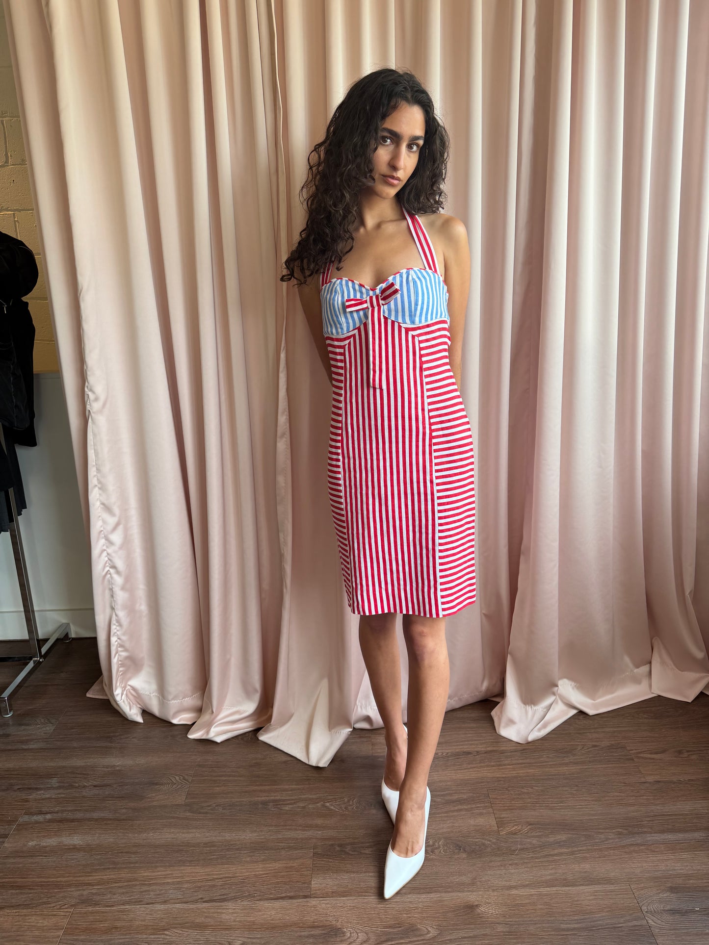 JC de Castelbajac Striped Bustier Midi Dress