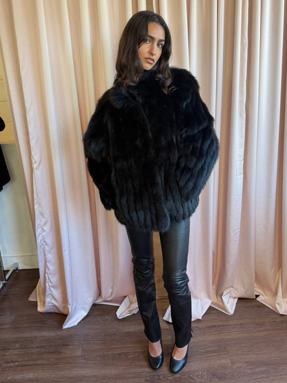 Vintage Black Fox Fur Oversized Coat
