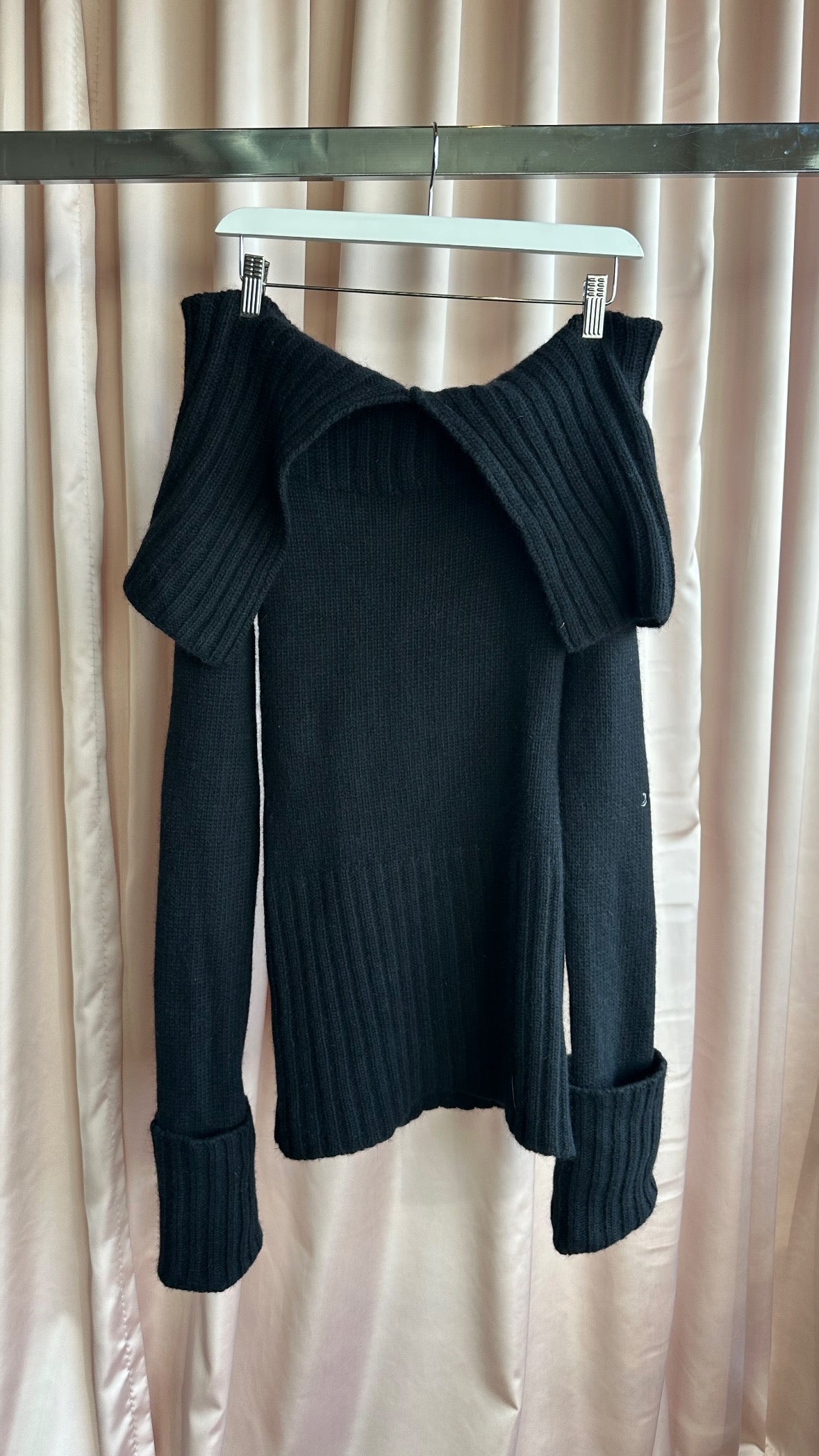Black Knit Off The Shoulder Tunic