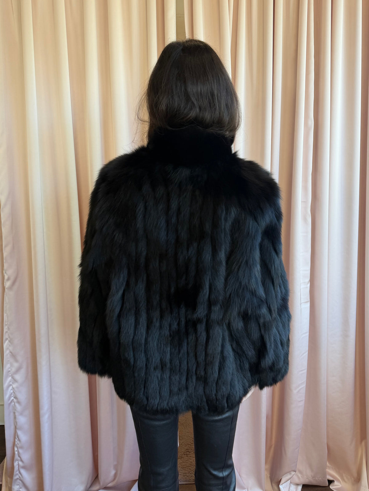 Vintage Black Fox Fur Oversized Coat