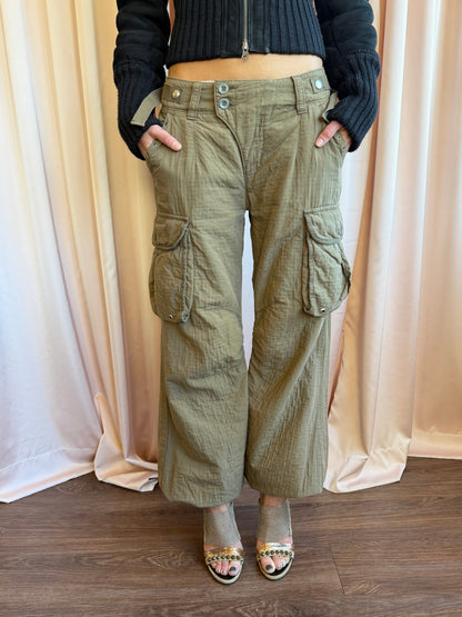 Nolita Khaki Low Rise Wide Leg Cargo Pants