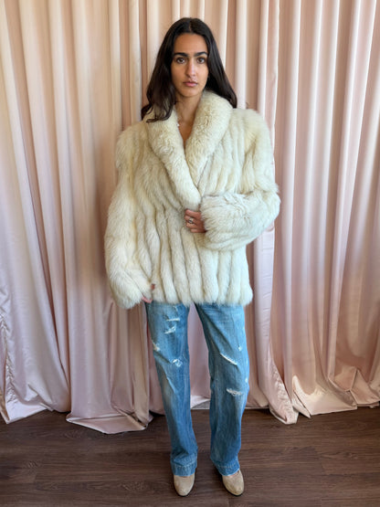Vintage Cream Fox Fur Oversized Coat