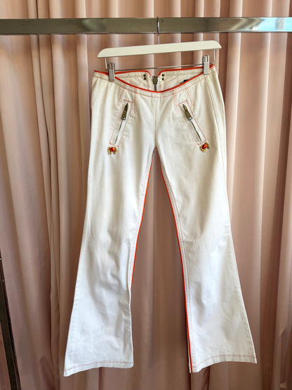 Dsquared² S/S 2005 Crab White Low Rise Flare Pants