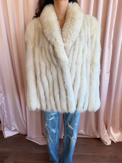 Vintage Cream Fox Fur Oversized Coat