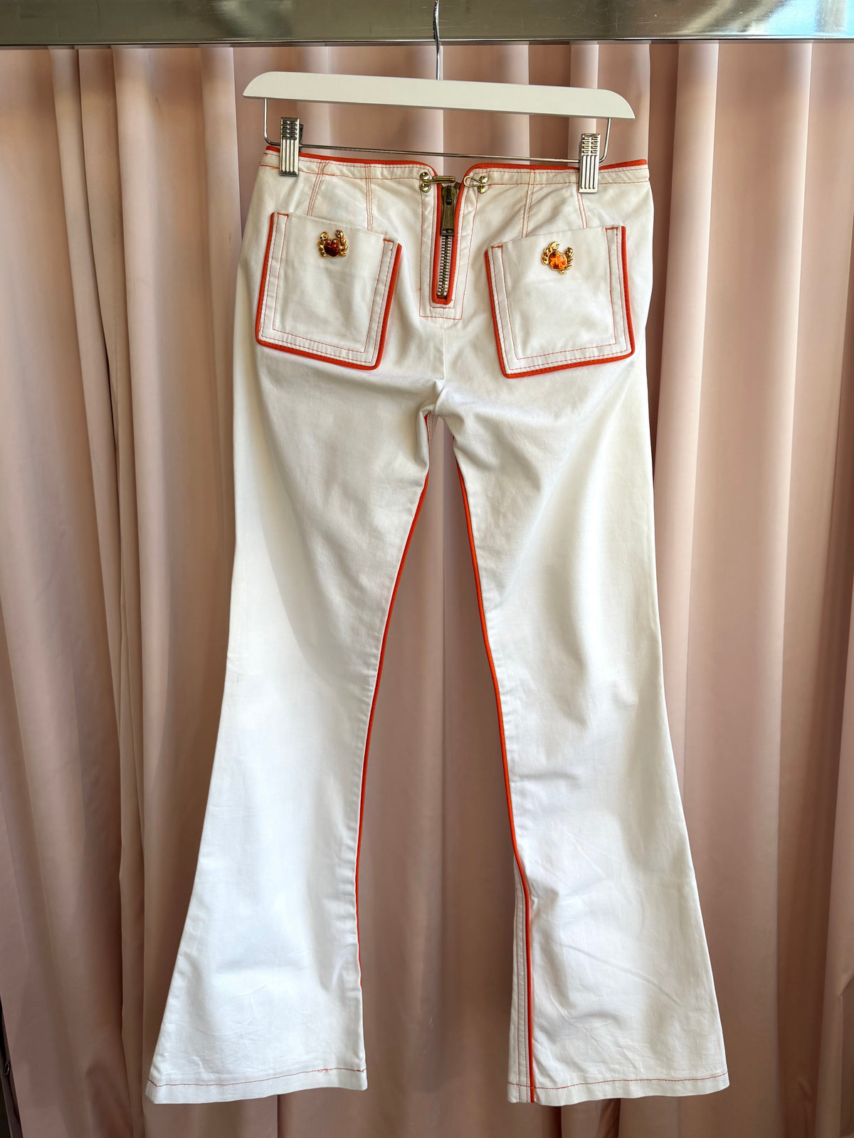 Dsquared² S/S 2005 Crab White Low Rise Flare Pants