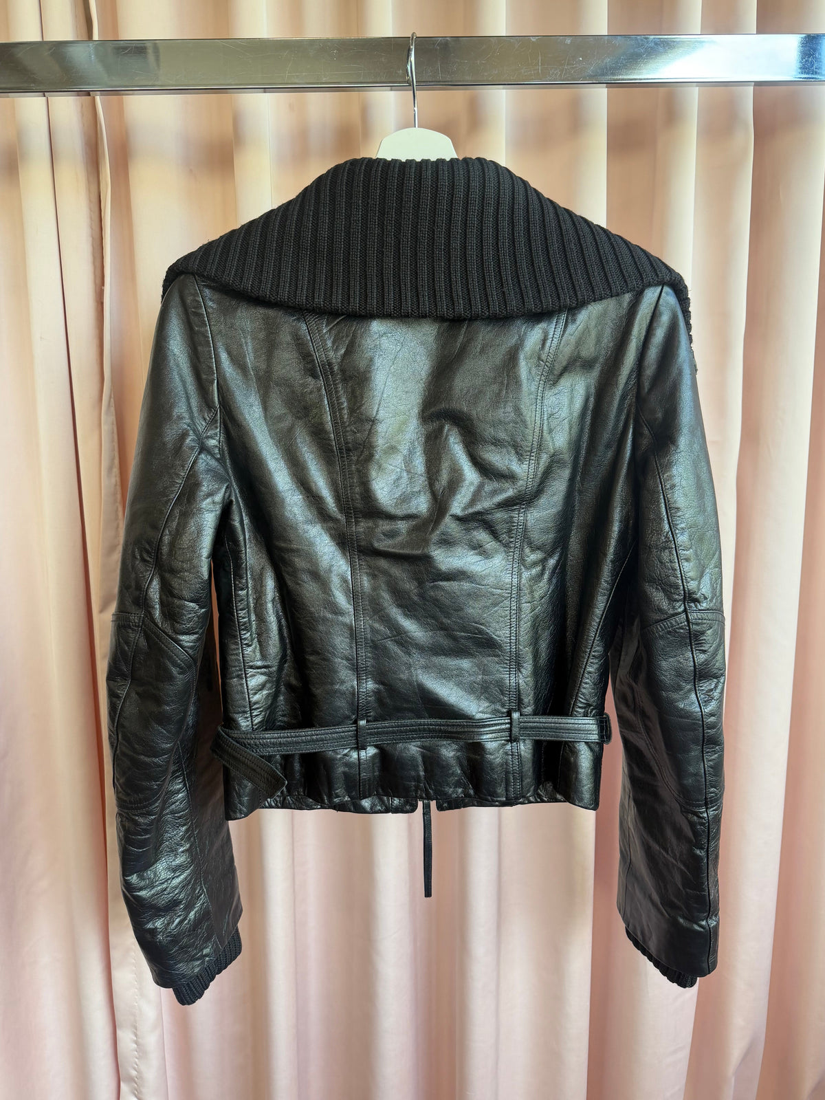Patrizia Pepe Black Leather Padded Jacket