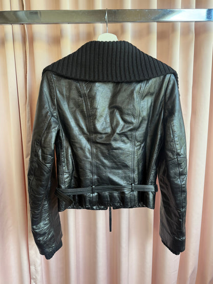 Patrizia Pepe Black Leather Padded Jacket