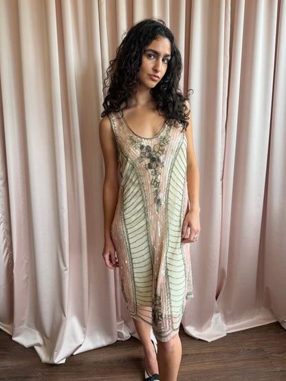 2000's Blugirl Beaded Sequin Embroidered Midi Dress