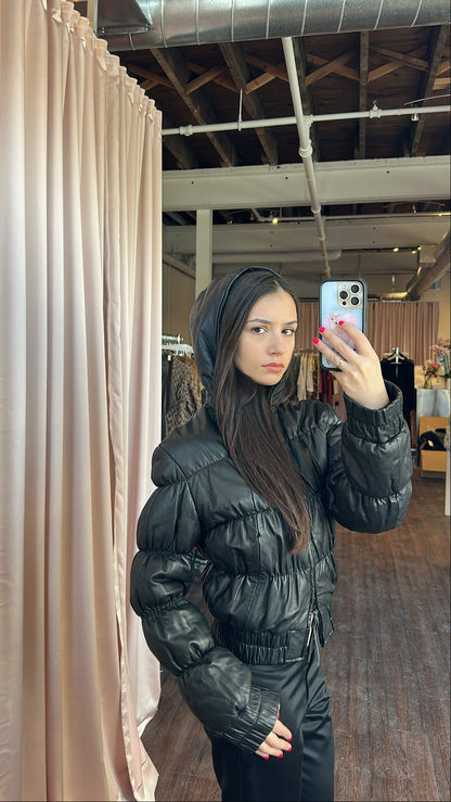 Armani Jeans Leather Puffer Jacket