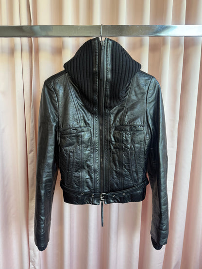 Patrizia Pepe Black Leather Padded Jacket