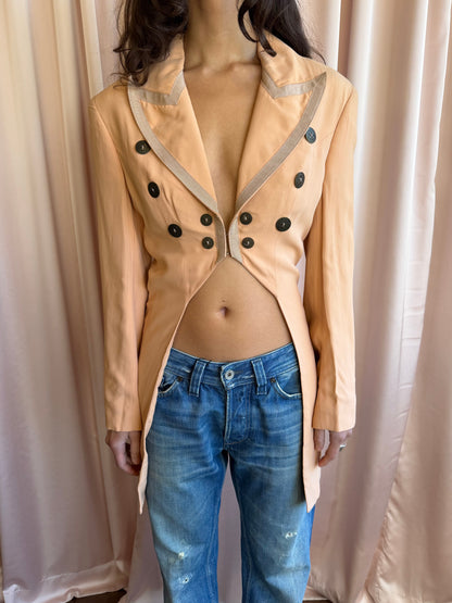 1990's Martine Sitbon Peach Double Breasted Tailcoat Blazer Jacket