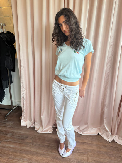 2000's White Low Rise Pants
