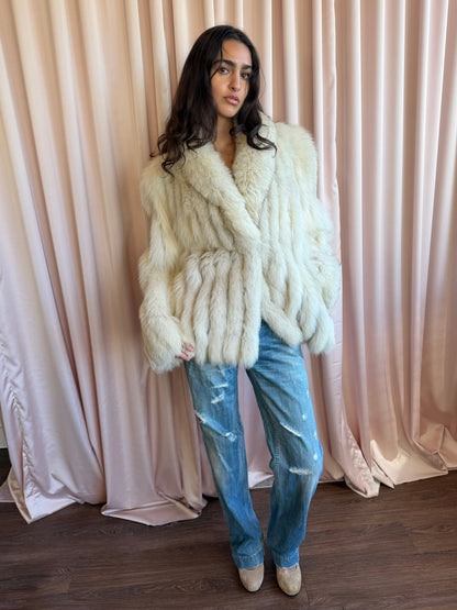 Vintage Cream Fox Fur Oversized Coat
