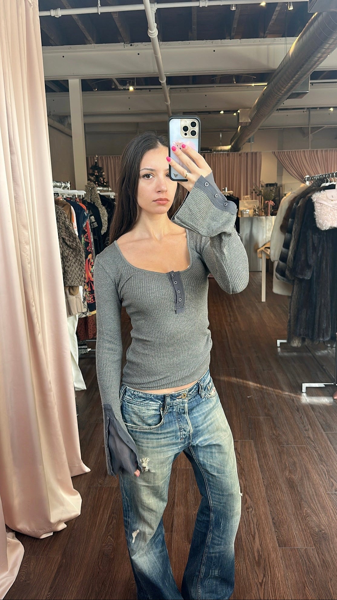 Ribbed Long Sleeve Henley