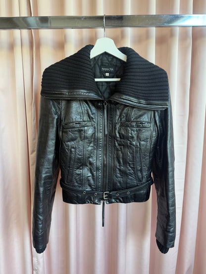 Patrizia Pepe Black Leather Padded Jacket