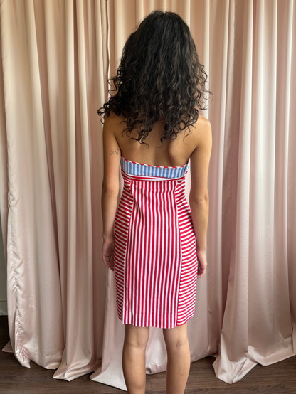 JC de Castelbajac Striped Bustier Midi Dress