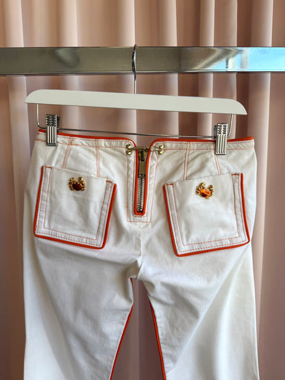 Dsquared² S/S 2005 Crab White Low Rise Flare Pants