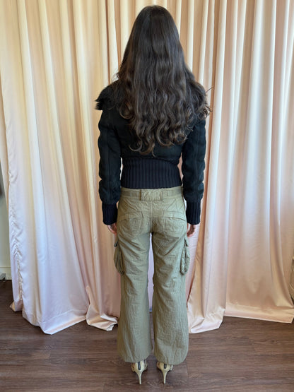Nolita Khaki Low Rise Wide Leg Cargo Pants