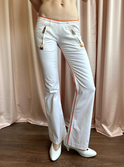 Dsquared² S/S 2005 Crab White Low Rise Flare Pants