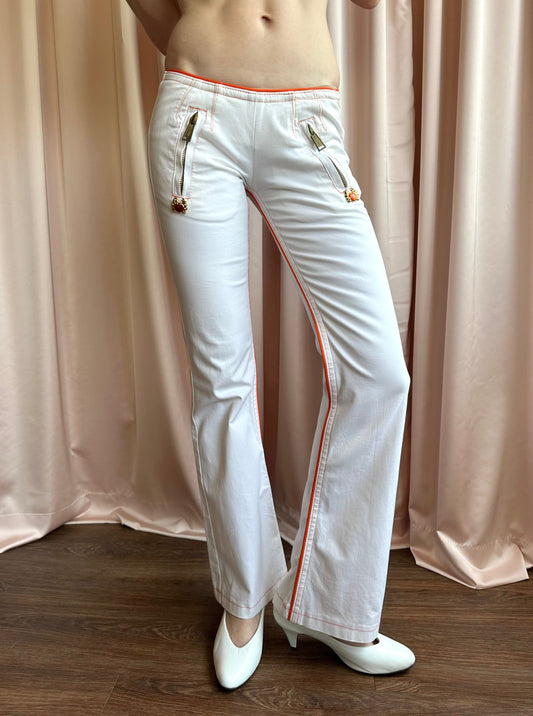 Dsquared² S/S 2005 Crab White Low Rise Flare Pants