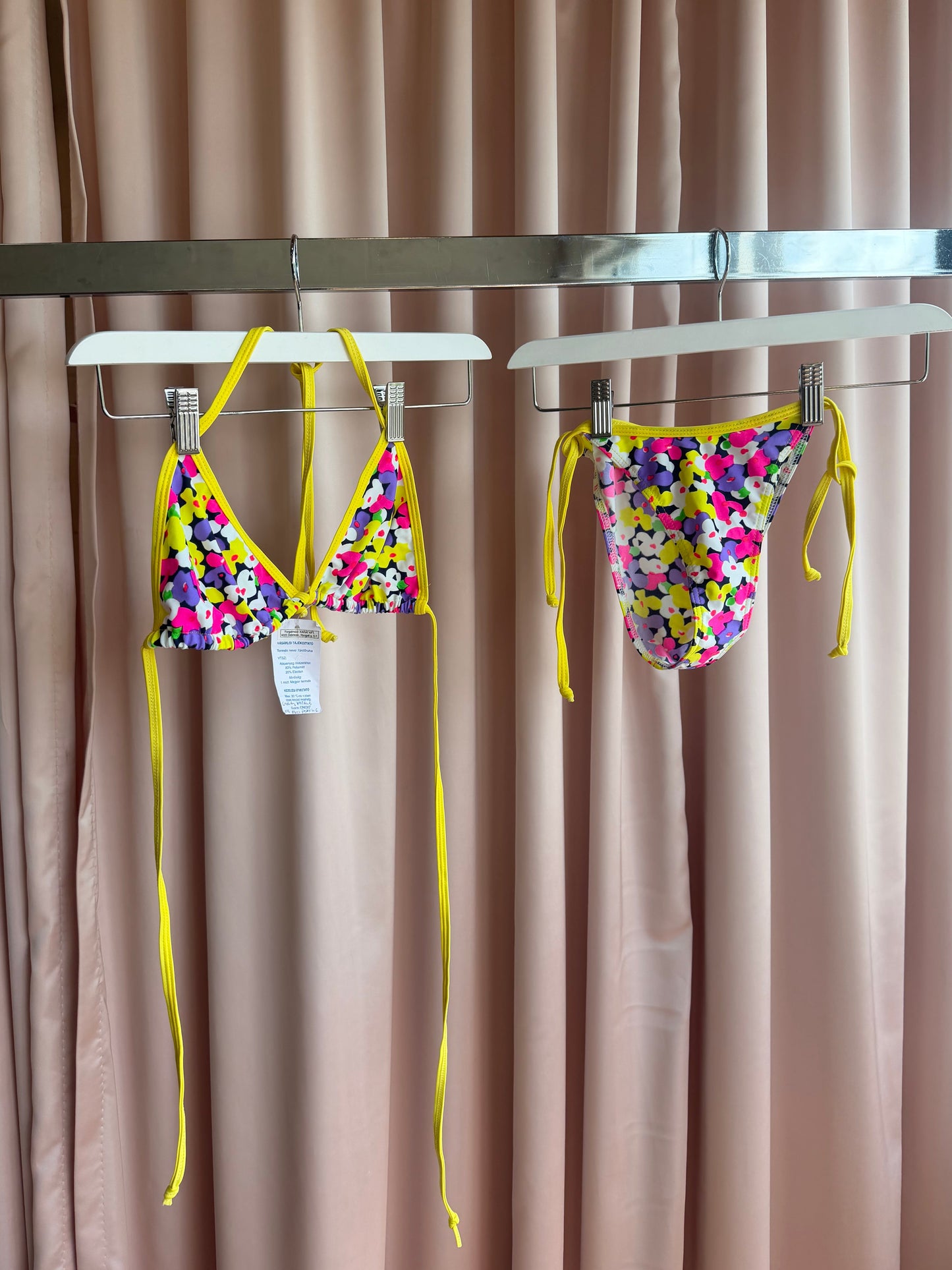 1990's Yellow Floral String Bikini