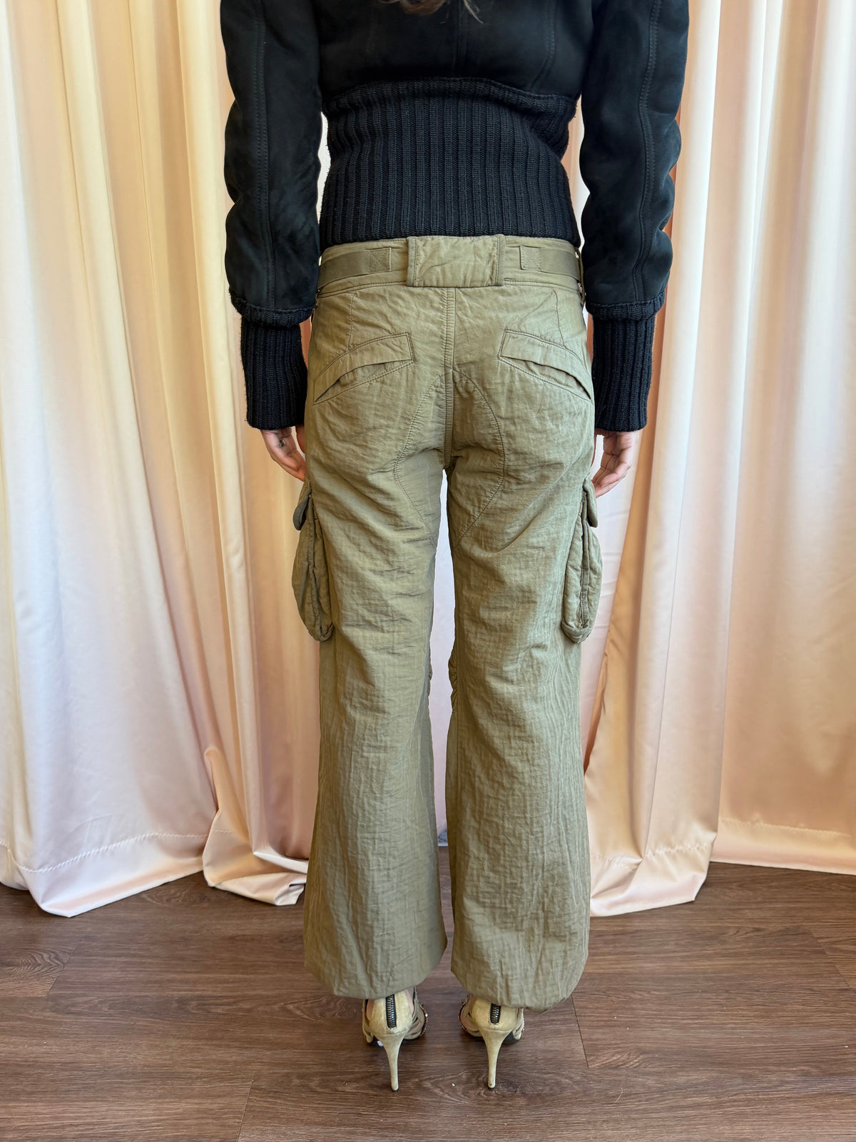 Nolita Khaki Low Rise Wide Leg Cargo Pants