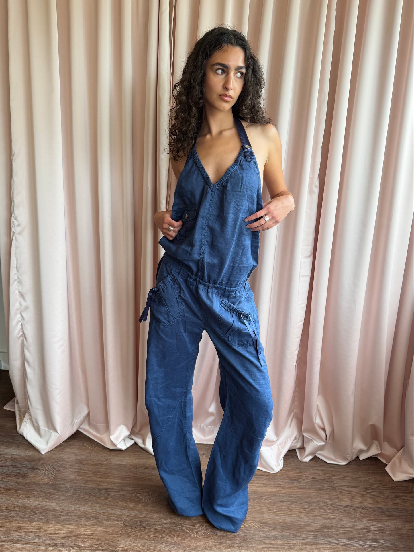 Miss Sixty Navy Halter Jumpsuit