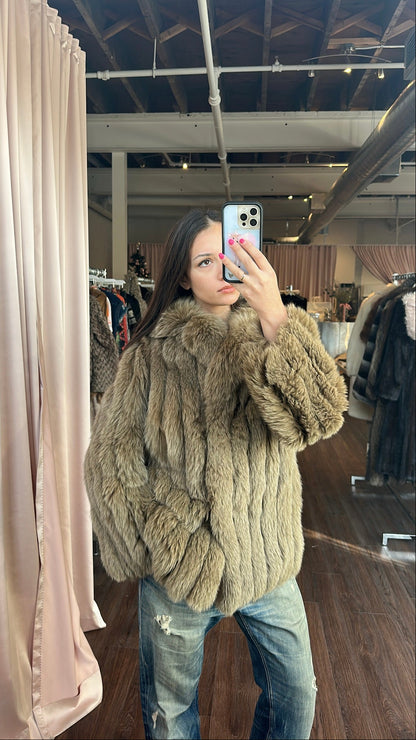 Vintage Fox Fur Brown Coat