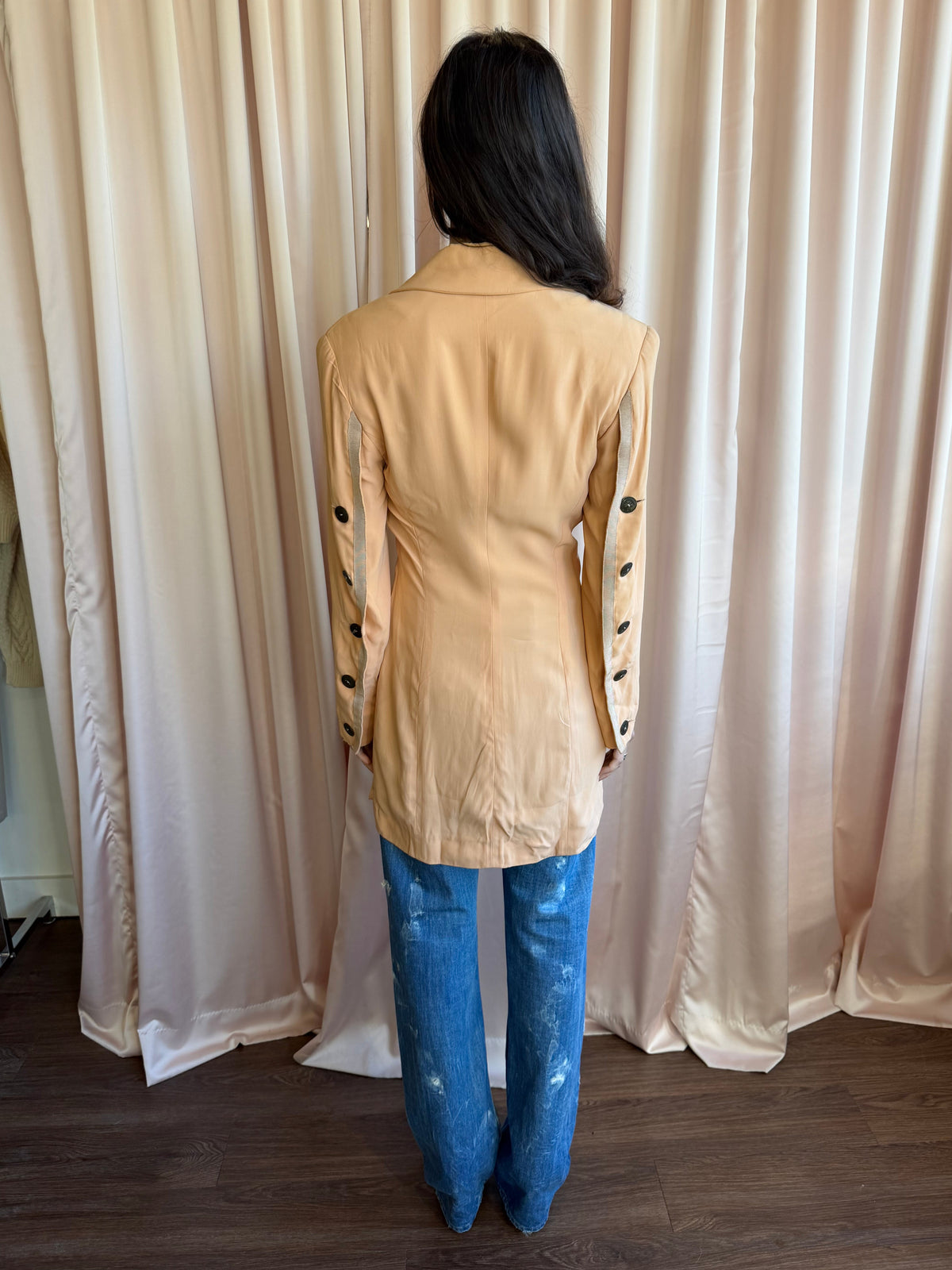 1990's Martine Sitbon Peach Double Breasted Tailcoat Blazer Jacket