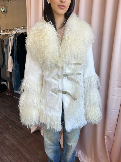 Cream Mongolian Fur Coat