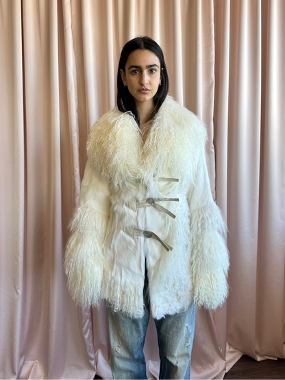 Cream Mongolian Fur Coat