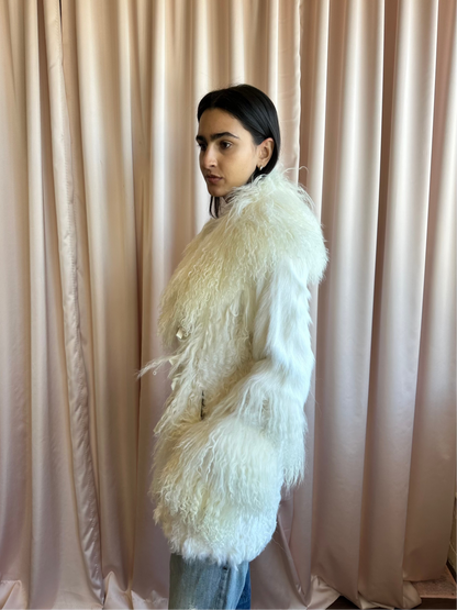 Cream Mongolian Fur Coat