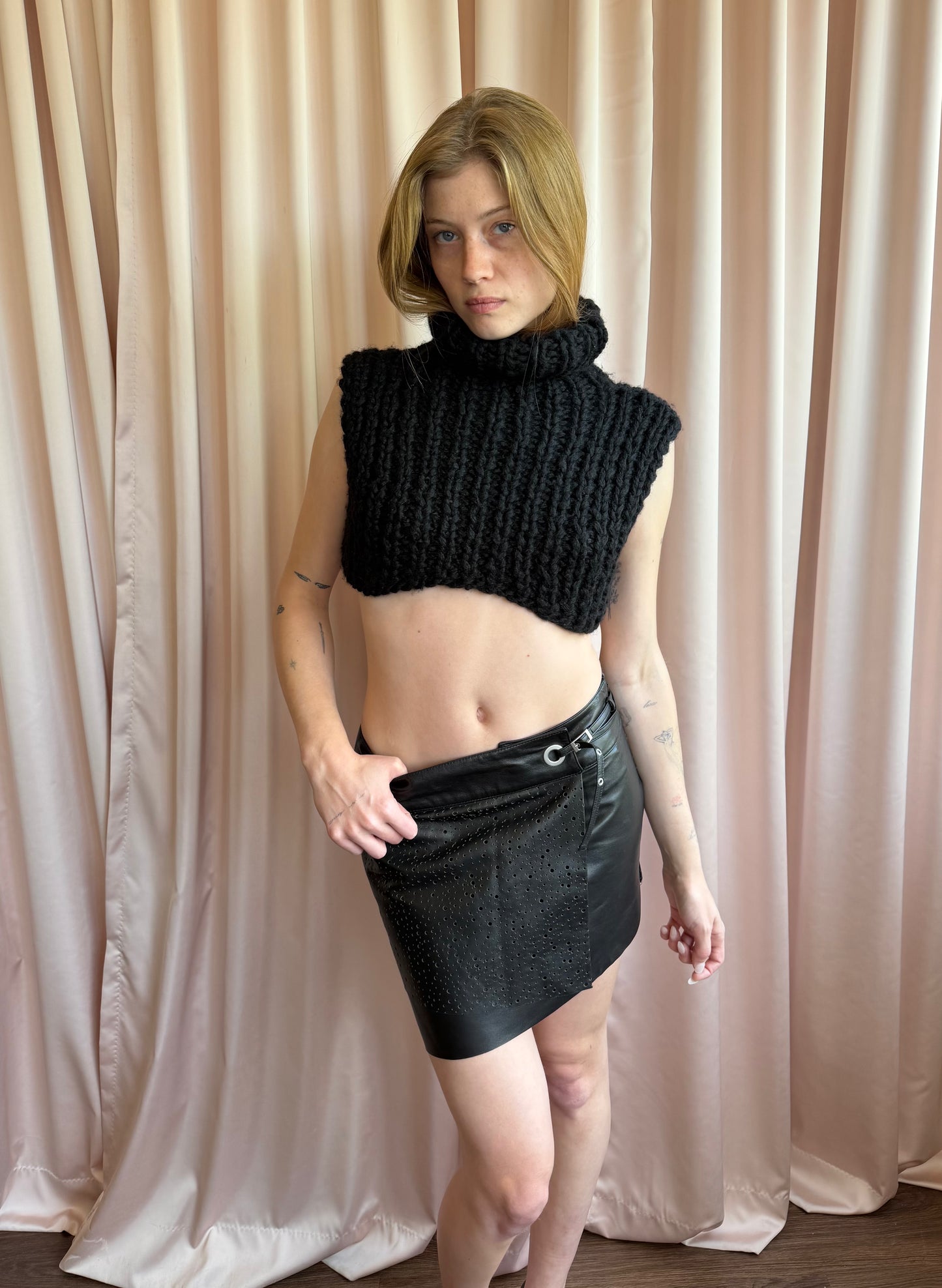Leather Wrap Mini Skirt